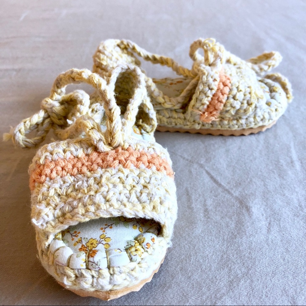 NWOT Handmade Crochet Wrap Sandals